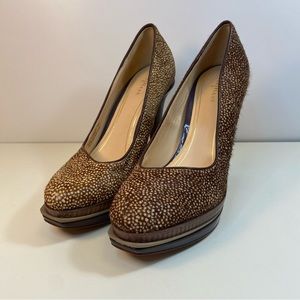 Cole Haan Nike Air Chelsea Calf Hair Double Platform Pumps Sz 8 Mob Wife